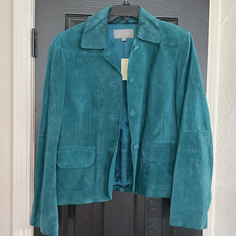 Ann Taylor blue suede blazer jacket